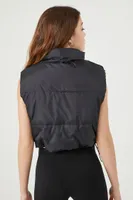 Women's Reversible Puffer Vest in Black/Ivory, XL