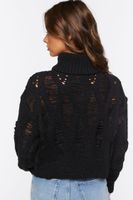 Women's Distressed Turtleneck Sweater in Black Small