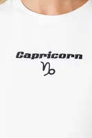 Women's Capricorn Graphic Cropped T-Shirt in White/Black Medium