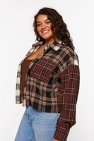 Women's Reworked Plaid Flannel Shirt in Brown, 1X