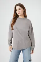 Women's Oversized Drop -Sleeve Top in Grey Medium