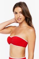 Women's Contrast-Trim Bandeau Bikini Top in High Risk Red Large