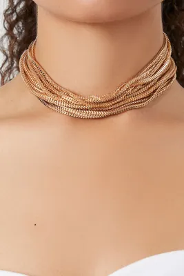 Women's Layered Chain Choker Necklace in Gold