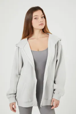 Women's Fleece Zip-Up Hoodie in Light Grey Small
