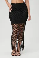 Women's Sweater-Knit Netted Midi Skirt