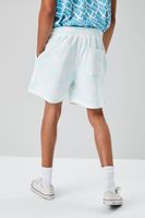 Men Checkered Drawstring Sweatshorts in Mint/White Large