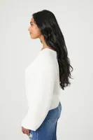 Women's Ribbed Boat Neck Sweater in White Small