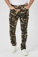 Men Camo Print Cargo Skinny Jeans in Olive, 32