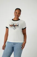 Women's Nashville Horse Ringer T-Shirt in White, 3X