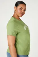 Women's Organically Grown Cotton T-Shirt in Green/White, 1X