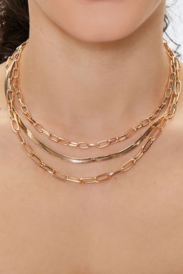 Women's Layered Chunky Chain Necklace in Gold