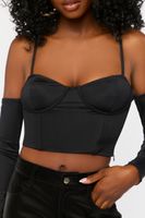 Women's Bustier Open-Shoulder Crop Top in Black Medium