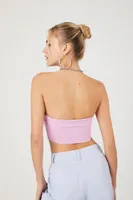 Women's Ponte Knit Cropped Tube Top in Dawn Pink, XL