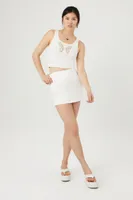 Women's Ribbed Knit Butterfly Tank Top Cream