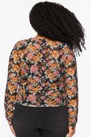 Women's Floral Print Bustier Top in Black, 3X