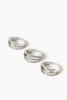 Women's Tiered Rhinestone Ring Set Clear/Silver,