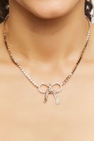 Women's Rhinestone Bow Pendant Necklace in Clear/Gold