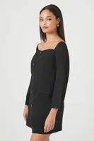 Women's Square-Neck Mini Dress in Black Medium