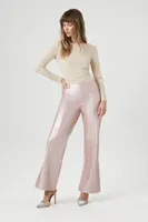 Women's Metallic Faux Leather Wide-Leg Pants in Pink, XS