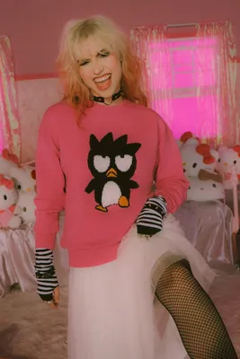 Women's Hello Kitty & Friends Badtz-Maru Sweater in Pink Small