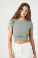 Women's Mineral Wash Ruched Cropped T-Shirt