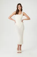 Women's Sheer Bodycon Midi Sweater Dress in Vanilla Small