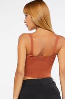 Women's Twisted Sweater-Knit Crop Top in Brick Large