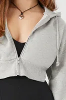 Women's Cropped Zip-Up Hoodie in Heather Grey Medium