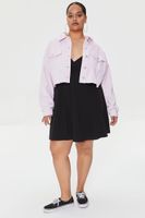 Women's Cropped Frayed Corduroy Jacket in Light Pink, 0X