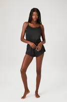 Women's Satin Lingerie Romper in Black Medium