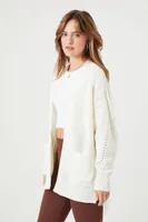 Women's Open-Front Cardigan Sweater in Ivory Medium