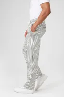 Men Striped Linen-Blend Pants in Cream, XL