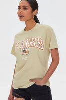 Women's Los Angeles USA Graphic T-Shirt in Light Olive Small