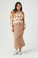 Women's Cargo Midi Skirt in Taupe Small