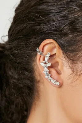 Women's Faux Gem Ear Crawlers in Silver