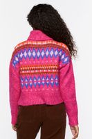 Women's Fair Isle Turtleneck Sweater in Fuchsia, XS