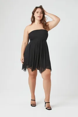 Women's Handkerchief Mini Dress Black,