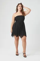 Women's Handkerchief Mini Dress Black,