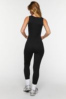 Women's Seamless Plunging Sleeveless Jumpsuit in Black, S/M