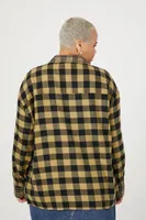 Women's Studded Plaid Flannel Shirt in Yellow, 0X