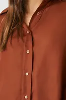 Women's Billowy Pleated Shirt in Rust Medium