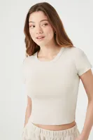 Women's Crew Neck Cropped T-Shirt in Birch, XS