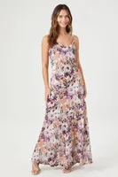 Women's Satin Floral Cami Maxi Dress