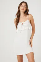 Women's Ruffle Cami Slip Dress in Ivory Small