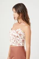 Women's Floral Print Tube Top White