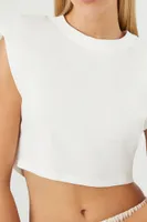 Women's Padded Cropped T-Shirt in White Small