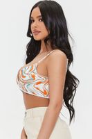 Women's Abstract Print Crop Top in Ivory Large