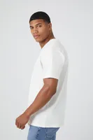 Men Organically Grown Cotton Basic V-Neck T-Shirt in White Large