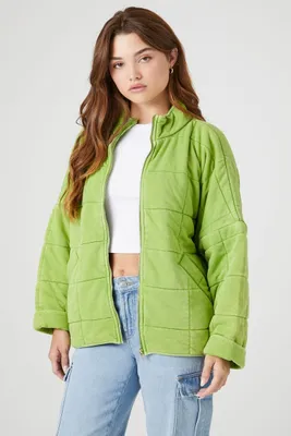 Women's Quilted Zip-Up Jacket in Avocado, XS