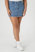 Women's Denim Mini Skort in Medium Denim, 2X